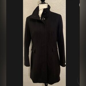 NWOT Calvin Klein Women’s Black Mid Length Wool trench Coat Size Small